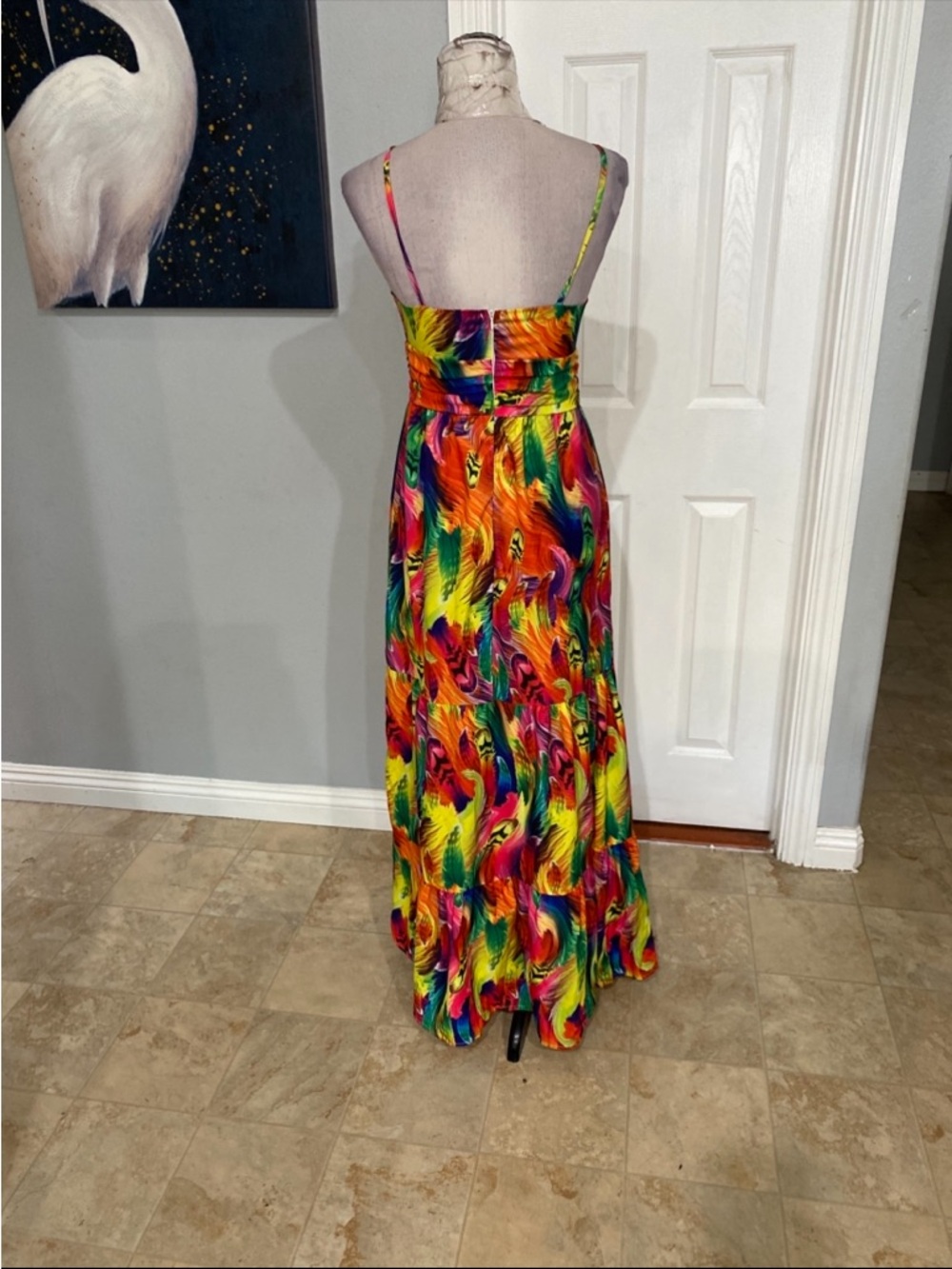 Metamorphosis Girl Women Medium  Colorful  rainbow swirl cutout maxi dress, - Picture 9 of 10